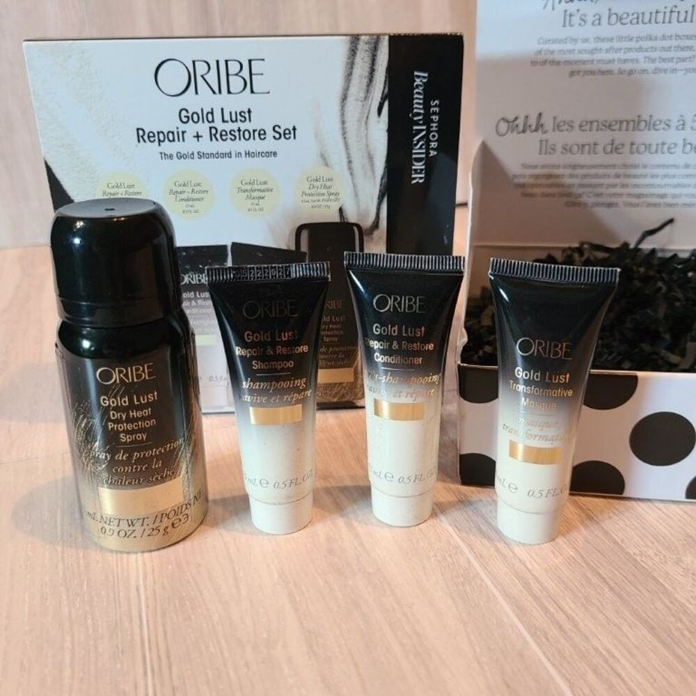 Oribe Gold Lust Repair Restore Hair Care Set Shampoo Conditioner Oil Box
